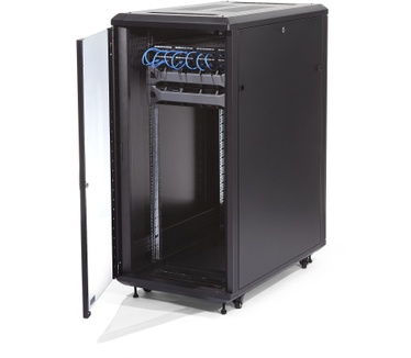 Startech.com 32U 19" Server Rack Cabinet, Verstelbare Diepte 15,2 - 81,2cm (6-32"), Flat Pack, Vergrendelbare 4-Post Server Kast voor Netwerk/Data/AV Apparatuur met Glazen Deur & Wielen, Max 800kg