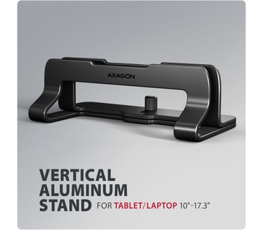 Axagon STND-VB Vertikaler Laptop-Ständer, einstellbare Breite, Aluminium
