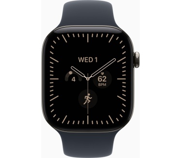 Apple Watch Watch Series 12 46mm 5G Natural Titanium (Donkerblauwe Rubberen Band M/L), Zwart (Zwart)