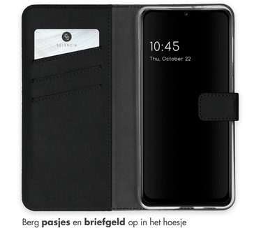 Selencia Echt Lederen Bookcase Samsung Galaxy A22 (5G) - Zwart