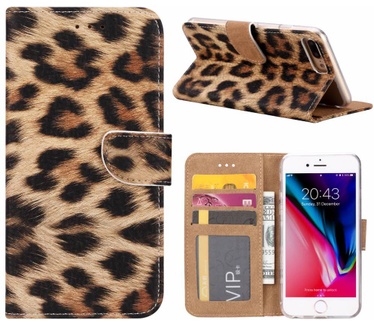 Panter print lederen Bookcase hoesje voor de Apple iPhone 8 Plus (Apple iPhone 8 Plus)