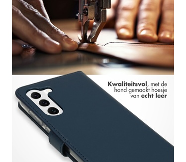Selencia Echt Lederen Bookcase Samsung Galaxy S23 - Blauw