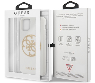 Guess Circle Glitter TPU Cover Apple iPhone 11 Pro (5.8'') - Wit  Wit