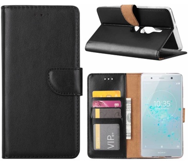 Luxe Lederen Bookcase hoesje voor de Sony Xperia XZ2 Premium - Zwart (Sony Xperia XZ2 Premium) Zwart