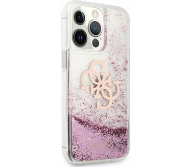 Guess Big 4G Liquid Glitter Case iPhone 13 Pro Max (6.7") - Roze Rosé Goud