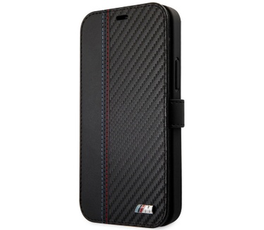 BMW M Tricolor Carbon Book Case iPhone 12 Pro Max (6.7") - Zwart  Zwart