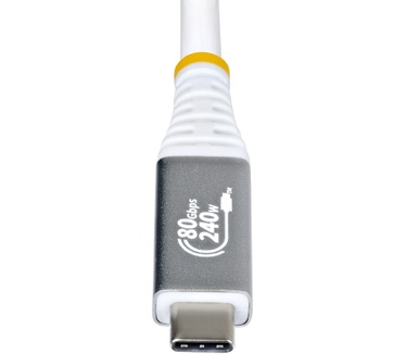 Startech.com 1m USB4 Kabel, 80Gbps, USB-IF Gecertificeerde USB-C Kabel, 240W PD, 8K 120Hz/4K 240Hz DP2.1 DP80, Thunderbolt 4 Compatibel, Wit