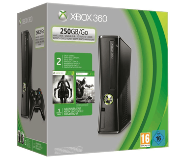 Microsoft Xbox 360 Slim 250GB + Darksiders II + Batman Arkham City Zwart