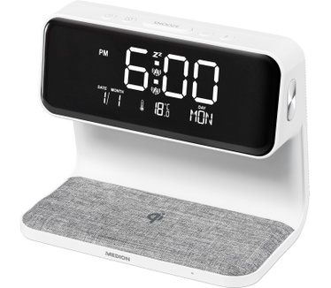 Medion Medion P66075 - Digitale wekker - Slaapkamer - Klok - QI Smartphone laadvlak - Wit