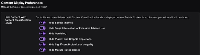 Twitch laat gebruikers streams verbergen