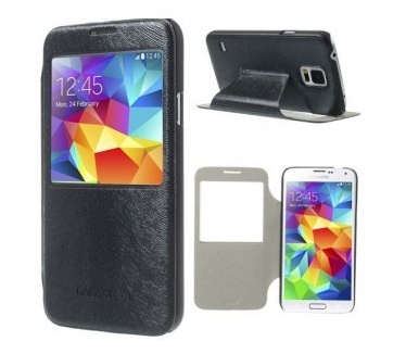 qMust Window Cover met stand Samsung Galaxy S5 / S5 Plus / S5 Neo - black