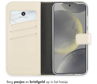 Selencia Echt Lederen Bookcase Samsung Galaxy S25 - Greige