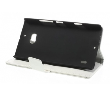 Kees Lederlook Portemonnee Hoesje Nokia Lumia 930 - Wit