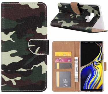 Leger Camouflage print lederen Bookcase hoesje voor de Samsung Galaxy Note 9 (Samsung Galaxy Note 9)