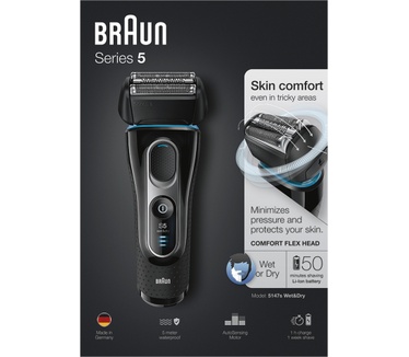 Braun Series5 5147s Elektrisch Scheerapparaat, Nat En Droog, Oplaadbaar En Draadloos Scheerapparaat