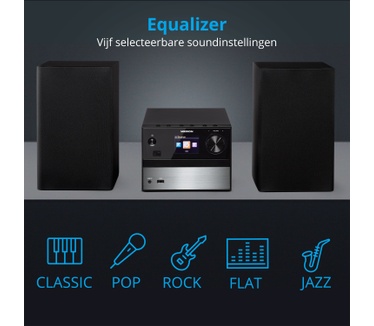 Medion DAB+ LIFE P64014 Micro-audiosysteem, 2.4'' TFT-scherm, PLL-FM, 40 voorkeuzezenders, CD-speler, Bluetooth 5.0, USB/AUX-In, 2 x 15 W RMS