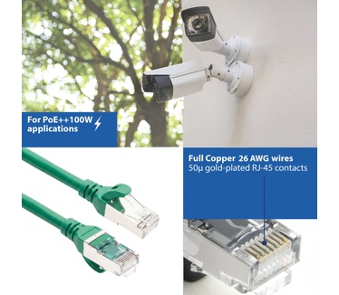 ACT Groen 15 meter TPE S/FTP CAT6A ultra-flex patchkabel snagless met RJ45 connectoren