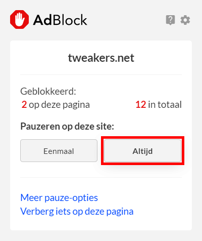 AdBlock whitelist instructie