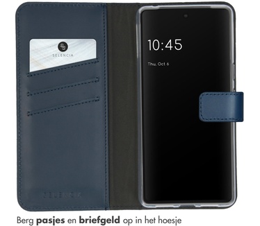 Selencia Echt Lederen Bookcase Google Pixel 7 - Blauw