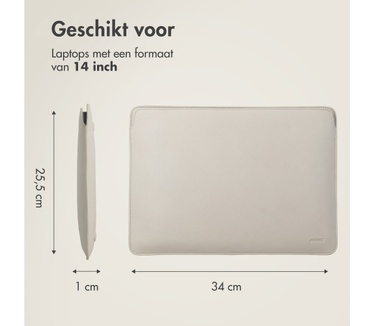 Accezz Leather Laptop hoes Apple MacBook 14 inch - Laptopsleeve - Beige