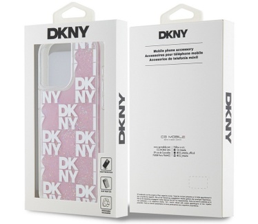 DKNY DKNY Liquid Glitter Checkered Back Case - iPhone 15 Pro Max Roze Roze