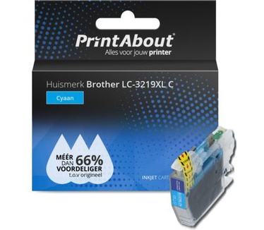 PrintAbout Huismerk Brother LC-3219XL C Inktcartridge Cyaan Hoge capaciteit