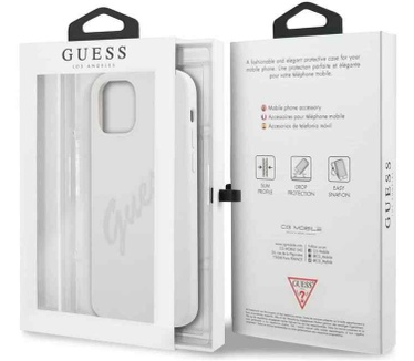 Guess Silicone Vintage Back Cover Apple iPhone 12 Pro Max - Crème Grijs