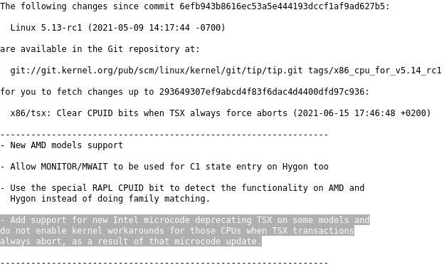 Kernel Patches TSX Intel