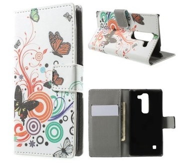 qMust LG Spirit (4G) wallet case - hoesje met stand - Butterfly Circle