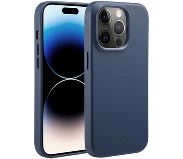 Accezz MagSafe Leather Backcover iPhone 14 Pro - Donkerblauw