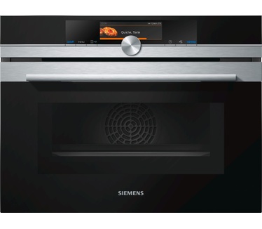 Siemens iQ700 CM678G4S1 Schwarz/Edelstahl Kompakt-Einbaubackofen mit Mikrowelle