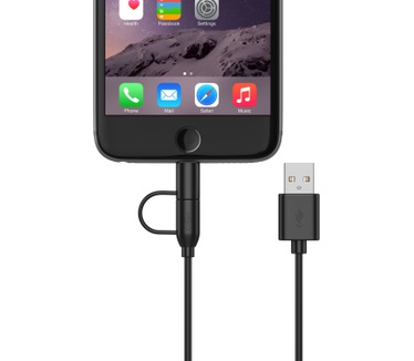 BeHello Charge and Synch Cable 2-in-1 Lightning Micro USB 1m Black