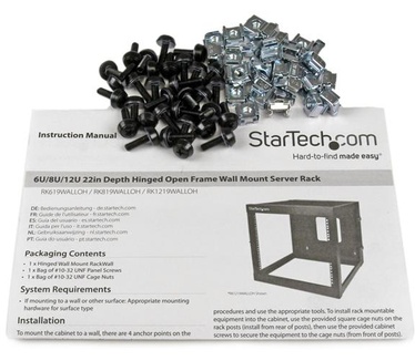 Startech.com 8U 22inch Diep Scharnierend Open Frame Serverrack Wandmontage
