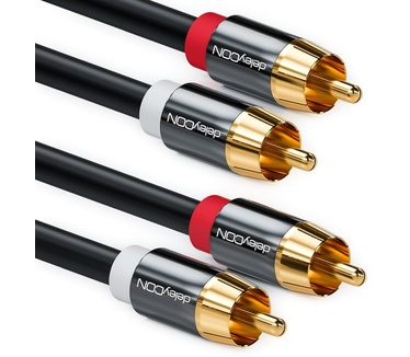 deleyCON deleyCON 12,5m Cinch Kabel Stereo Audio Cinch RCA Kabel 2x Cinch Stecker zu 2x Cinch Stecker HiFi-Anlage HiFi-Receiver Heimkino Blu-Ray Player schwarz