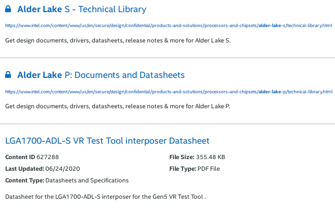 Intel resources Alder Lake lga1700