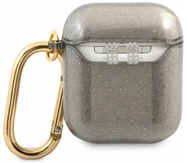 Guess 4G TPU Glitter Case voor Apple Airpods 1 & 2 - Zwart
