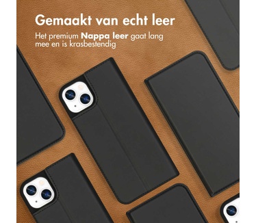 Accezz Premium Leather Slim Bookcase iPhone 13 - Zwart