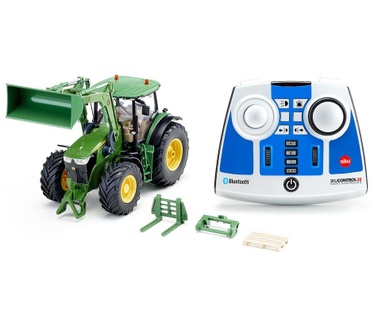Siku Control, John Deere 7310R Tractor met voorlader groen metaal,kunststof 1:32 op afstand bestuurbaar via bluetooth-app excl. controller