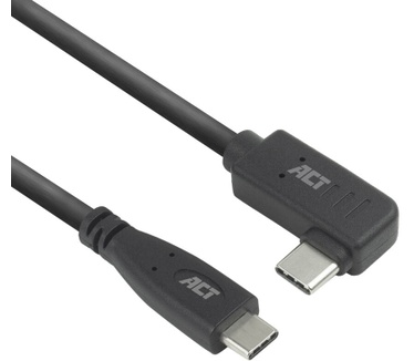 ACT USB 3.0 10Gbps 60W USB Type-C (recht) naar USB Type-C (haaks links/rechts) kabel, 0,5 meter