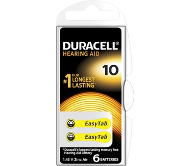 Duracell Hearing Aid-batterijen maat 10, verpakking van 6