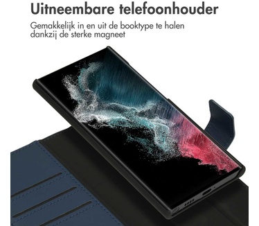 Accezz Premium Leather 2 in 1 Wallet Bookcase Samsung Galaxy S22 Ultra - Donkerblauw