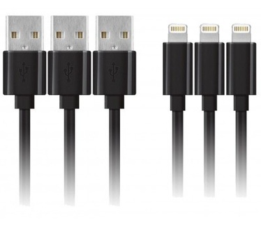 qMust Lightning kabel - MFI Apple certificaat - 100cm - set van 3 stuks - kleur zwart
