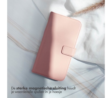 Selencia Echt Lederen Bookcase iPhone SE (2022 / 2020) / 8 / 7 / 6(s) - Roze