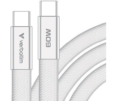 Verbatim SoftTouch-kabel voor synchroniseren en opladen, 60 W USB-C naar USB-C | 120 cm | Wit