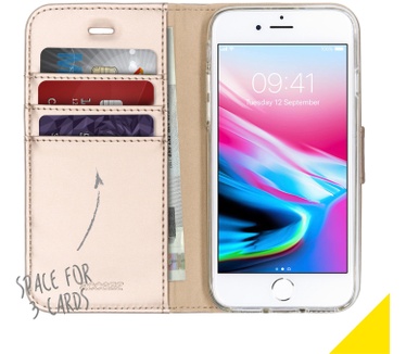 Accezz Wallet Softcase Bookcase iPhone SE (2022 / 2020) / 8 / 7 / 6(s) (iPhone SE (2022), iPhone SE (2020), iPhone 8, iPho) Goud