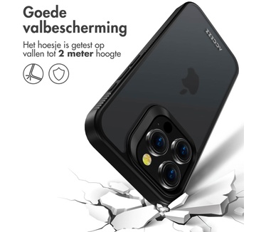 Accezz Rugged Frosted Backcover iPhone 15 Pro - Zwart