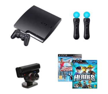 Sony PlayStation 3 Slim 160GB + Move Starterpack + Extra Motion controller + Sports Champions + PlayStation Mo