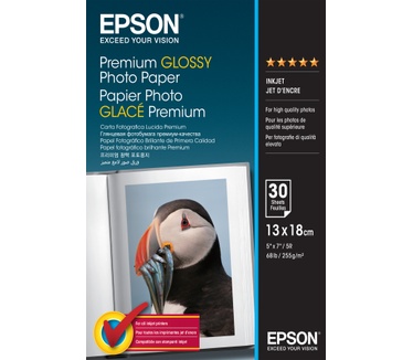 Epson Premium Glossy Photo Paper - 13x18cm - 30 Vellen