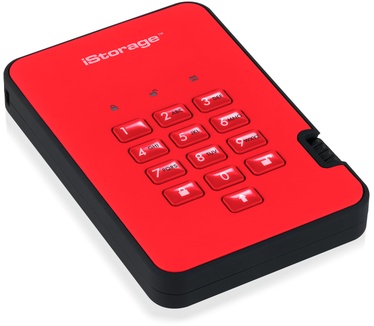 iStorage diskAshur2 256-bit 256GB USB 3.1 secure encrypted solid-state drive - Red IS-DA2-256-SSD-256-R