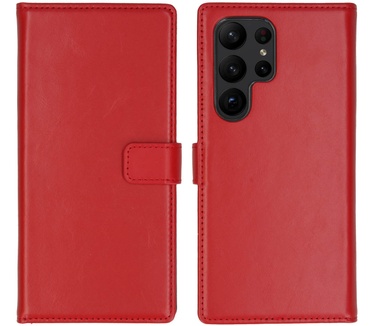 Selencia Echt Lederen Bookcase Samsung Galaxy S23 Ultra - Rood